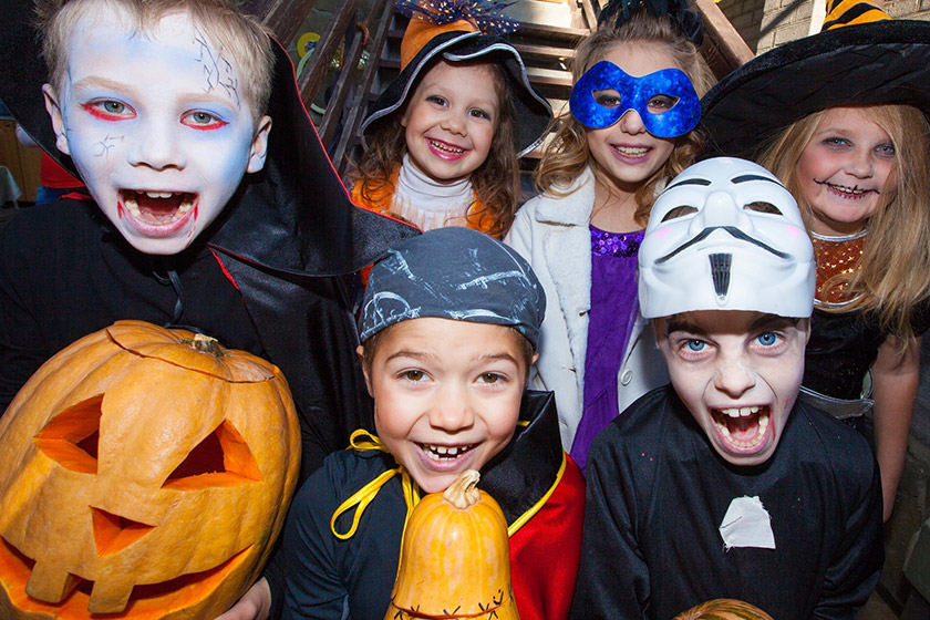 Children getting involved with the Halloween celebrations at Blacon Adventure Playground